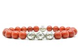 Beaddhism - Armband - Rojo - Zilver - Eva 3 - 8 mm - 17 cm