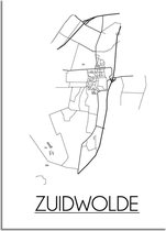 Zuidwolde Plattegrond poster A3 poster (29,7 x 42 cm) - DesignClaud