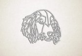 Line Art - Hond - Cocker Spaniel - S - 45x52cm - Wit - geometrische wanddecoratie