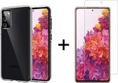 Samsung S20 FE hoesje - Samsung Galaxy S20 FE hoesje transparant case siliconen hoesjes cover hoes - 1x samsung s20 fe screenprotector