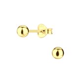 Joy|S - Zilveren bal oorknoppen - 4 mm bol - 14k goudplating