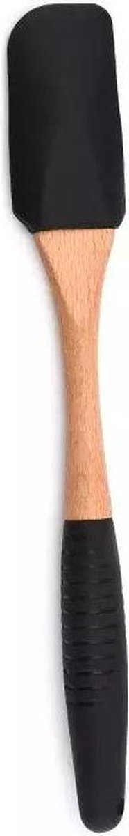 Luxe spatel (pannenlikker, 3.3 cm breed) - Zwart siliconen met hout - Stijlvol - Ook als set te verkrijgen