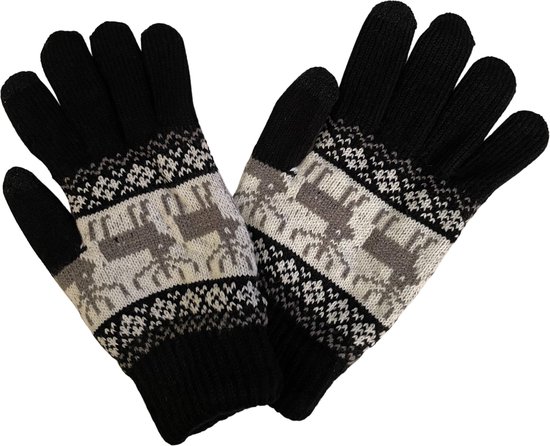 Hoge Kwaliteit Winter Handschoenen | Rendier Print | Zwart