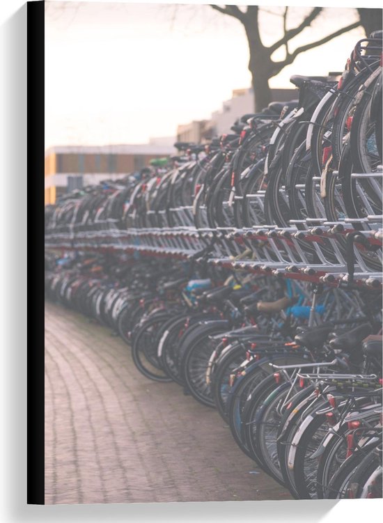Canvas - Dubbele Fietsenstalling - 40x60cm Foto op Canvas Schilderij  (Wanddecoratie | bol.com