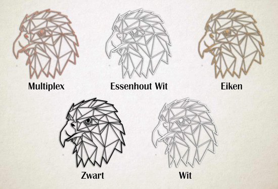 Line Art - Eagle 2 - XS - 27x25cm - Wit - décoration murale géométrique