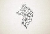 Line Art - Wolf 3 - S - 60x41cm - Wit - geometrische wanddecoratie