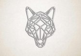 Line Art - Wolf 6 - S - 59x45cm - EssenhoutWit - geometrische wanddecoratie