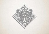 Line Art - Aap 1 met achtergrond - XS - 25x25cm - EssenhoutWit - geometrische wanddecoratie