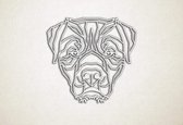 Line Art - Hond - Rottweiler 1 - S - 45x48cm - EssenhoutWit - geometrische wanddecoratie