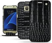 Noreve Samsung Galaxy S7 flip case - Zwart - krokodillenleer
