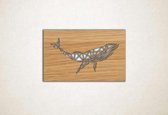 Line Art - Walvis vierkant - XS - 19x30cm - Eiken - geometrische wanddecoratie