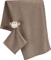 Gepersonaliseerde fleece deken | fleece deken | bruine aap | tutpopje | deken en tutpopje | aap | deken met naam | baby en kind