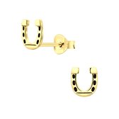 Joy|S - Zilveren hoefijzer oorbellen - 6 x 7 mm - 14k goudplating