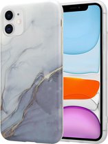 ShieldCase geschikt voor Apple iPhone 11 hoesje marmer - wit/grijs
