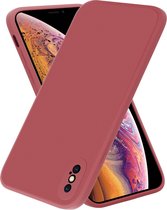 ShieldCase telefoonhoesje geschikt voor Apple iPhone X / Xs vierkante silicone case - donkerrood - Siliconen hoesje - Shockproof case hoesje - Backcover case - Bescherming