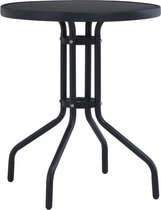vidaXL - Tuintafel - 80 - cm - staal - en - glas - zwart