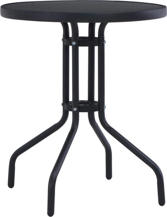 vidaXL-Tuintafel-80-cm-staal-en-glas-zwart