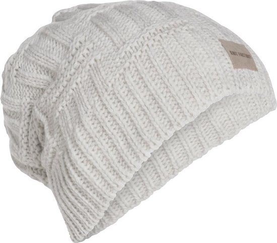 Knit Factory Bobby Gebreide Muts Heren & Dames - Sloppy Beanie hat - Beige - Warme Wintermuts - Unisex - One Size
