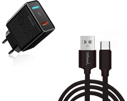 DrPhone HALO-X-SW - 18W Lader met 3 Meter USB-C Gevlochten Kabel - TYPE-C Oplaadkabel Geschikt Voor N-Switch / Switch Lite