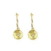 Heart coin hoops - Goud