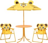 vidaXL - 3-delige - Bistroset - voor - kinderen - met - parasol - geel