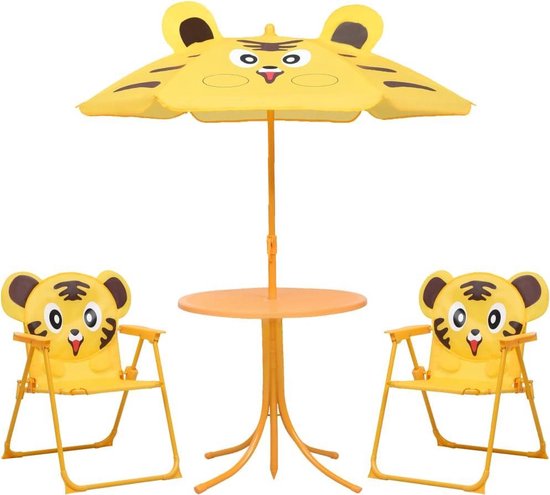 vidaXL-3-delige-Bistroset-voor-kinderen-met-parasol-geel