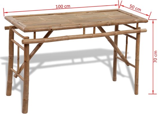 vidaXL - Biertafel - met - 2 - bankjes - 100 - cm - bamboe