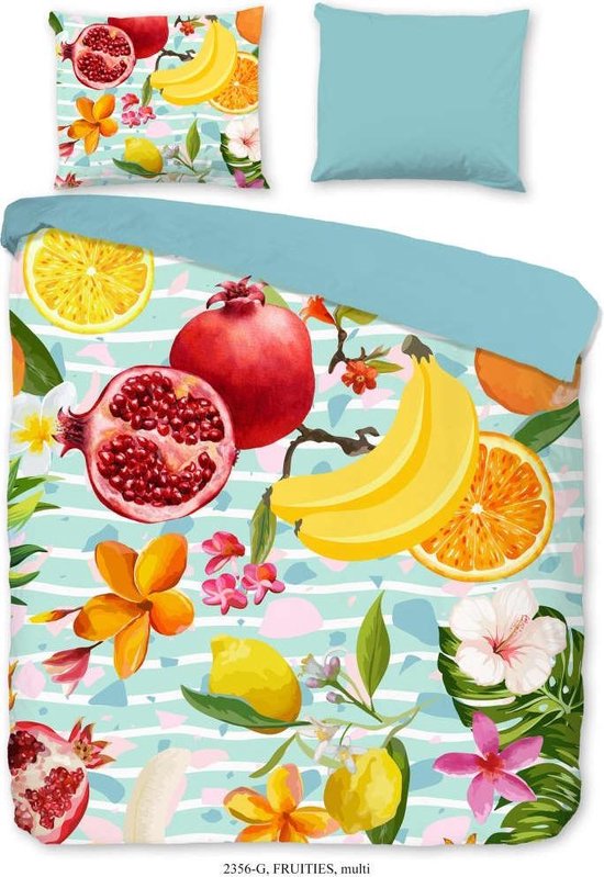 Good Morning Fruities - Housse de couette - Simple - 140x200 / 220 cm + 1 taie d'oreiller 60x70 cm - Multicolore