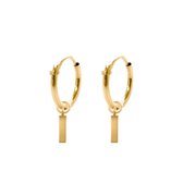 New Bling 9NBG-0147 Gouden Oorringen met hanger - Staafje  - 14 krt - 10 mm - Goudkleurig