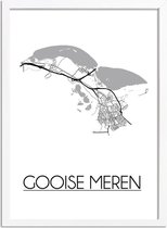 Gooise Meren Plattegrond poster A2 + fotolijst wit (42x59,4cm) - DesignClaud