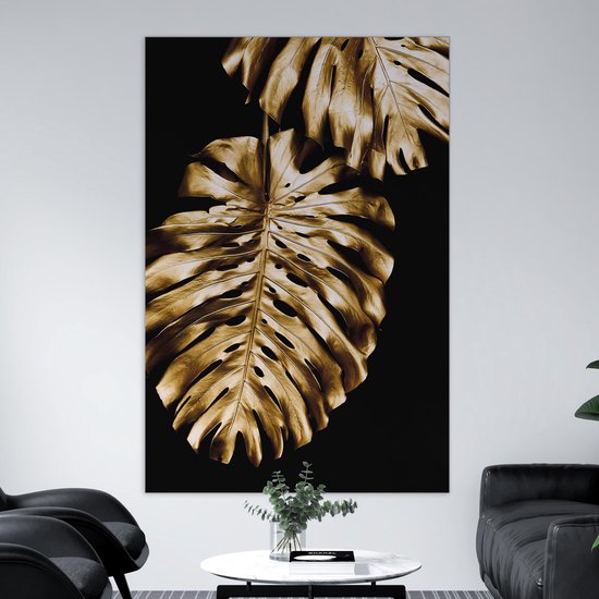 Canvas Schilderij - Gouden Bladeren - 60 x 90 cm - PosterGuru.nl