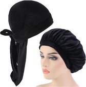 FRESHCOUPES Velvet Bonnet & Durag Set - Zwart - Geschikt voor optimale bescherming van jouw haar