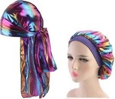 FRESHCOUPES Neon/Reflective Bonnet & Durag - Paars - Geschikt voor optimale bescherming van jouw haren