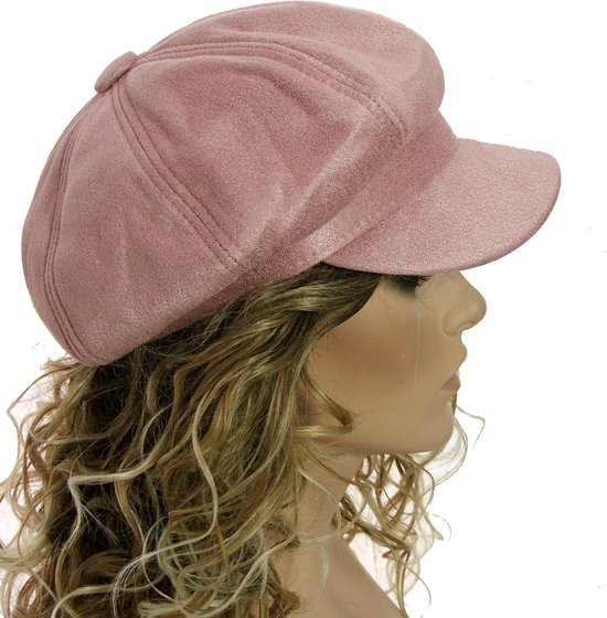 Suedine dames baret damespet kleur oud roze maat one size | bol