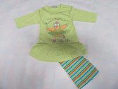 Wiplala - Pyjama - Katoen - 2 delig - Meisje - Groen - Ballerina - 1 jaar / 12 maand 80