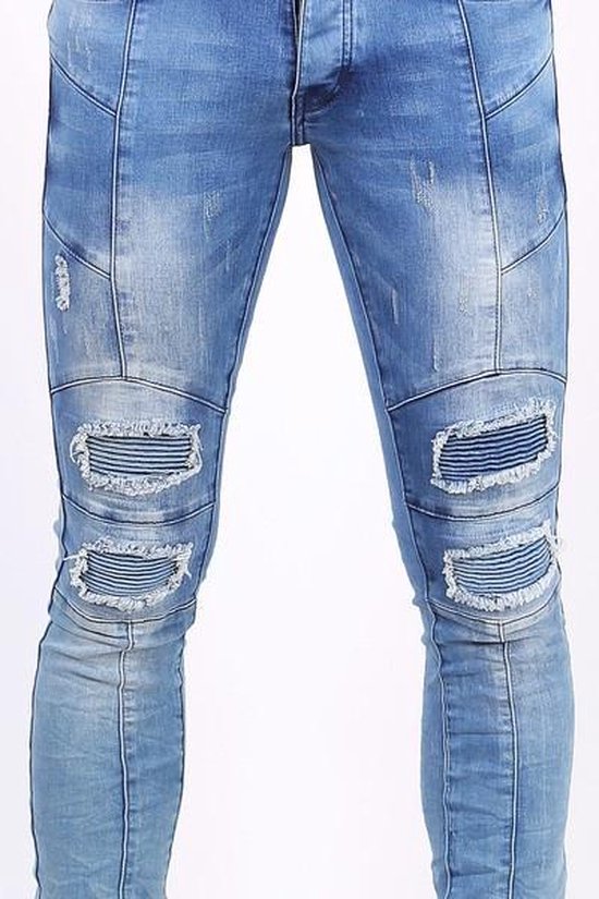 Skinny biker jeans heren - Stoere jeans mannen - ZS1058 - Blauw | bol.com