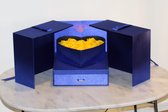 Flowerbox met Zeep Rozen - Giftbox - Valentijn - Moederdag - Blauwe Box met Gele Zeep Rozen