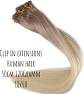 Clip In Extensions human hair Balayage Ombre 50cm 120gram TOP KWALITEIT
