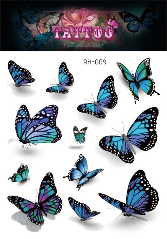Temporary tattoo | tijdelijke | fake | vlinders - butterflies | 11.7 x... | bol.com