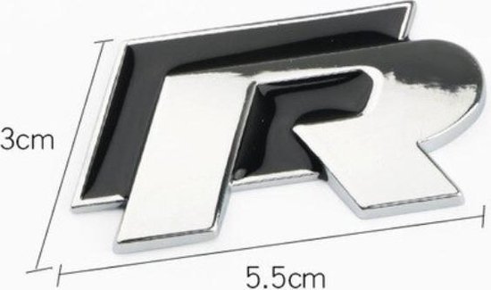 VW Volkswagen R- Line Golf Polo etc., logo emblème autocollant, métal  chromé noir