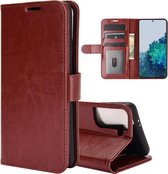 Samsung Galaxy S21 Ultra hoesje - Wallet bookcase - Bruin - GSM Hoesje - Telefoonhoesje Geschikt Voor: Samsung Galaxy S21 Ultra