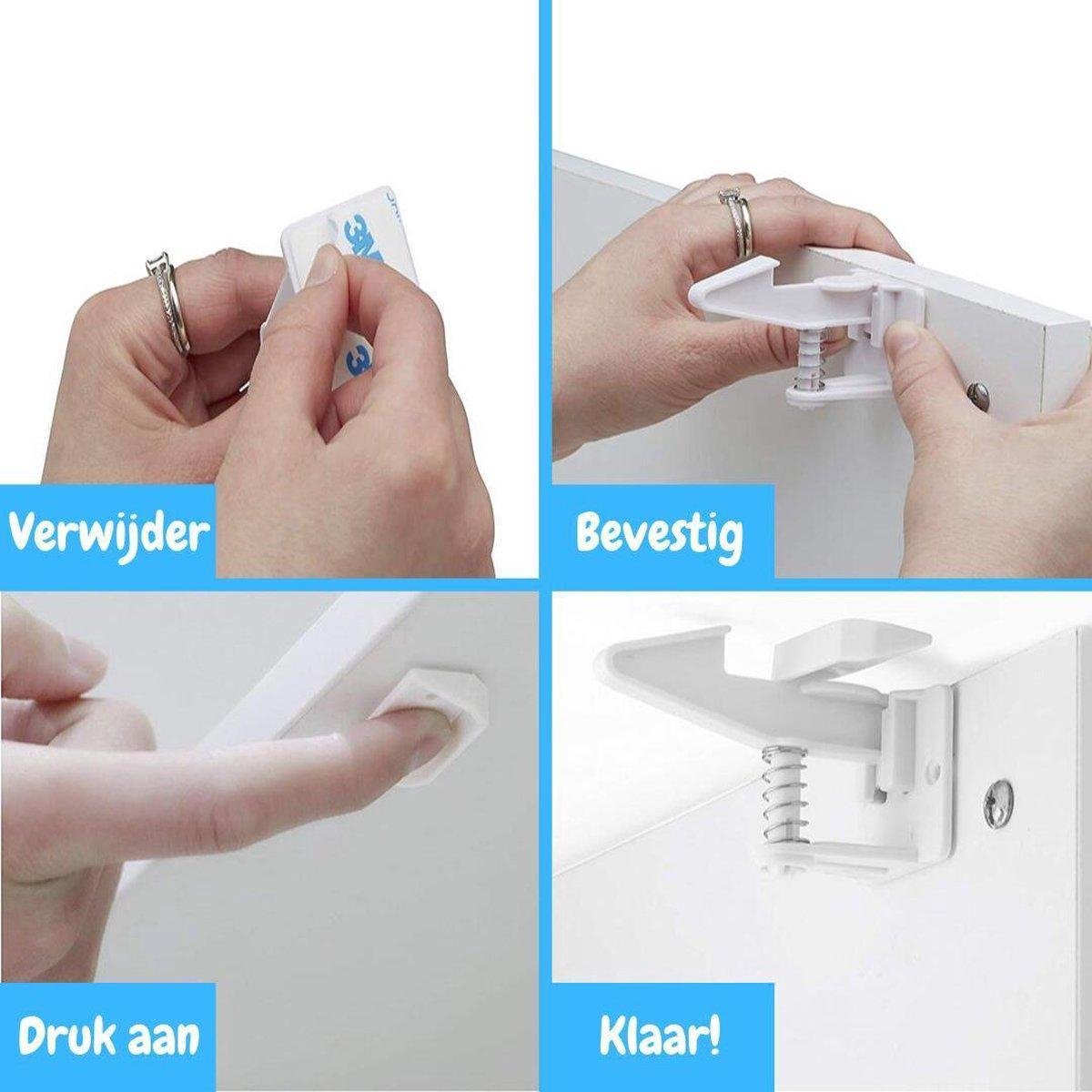 Kinderslot Kastjes onzichtbaar - 12 stuks - Veiligheidshaakjes - Kastbeveiliging Baby - Kinderbeveiliging - Kastslot Baby- Keukenkast beveiliging - Lade beveiliging – foto 3