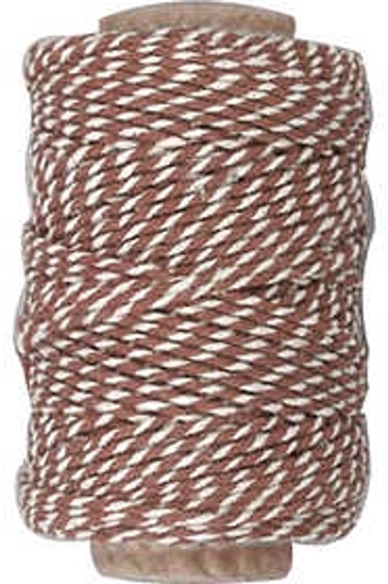 Katoenkoord, dikte 1,1 mm, bruin/wit, 50 m/ 1 rol