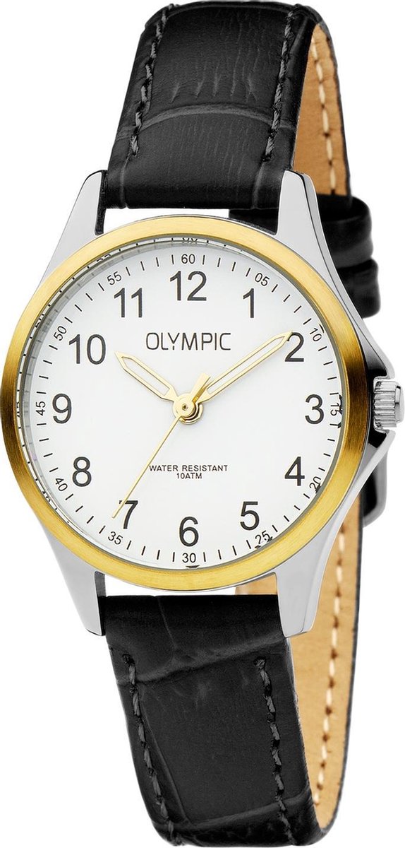 Olympic OL72DSL045B Baltimore Horloge - Leer - Zwart - 29mm