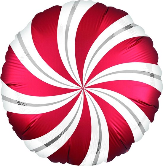 Anagram Folieballon Candy Swirls 30 Cm Rood/wit