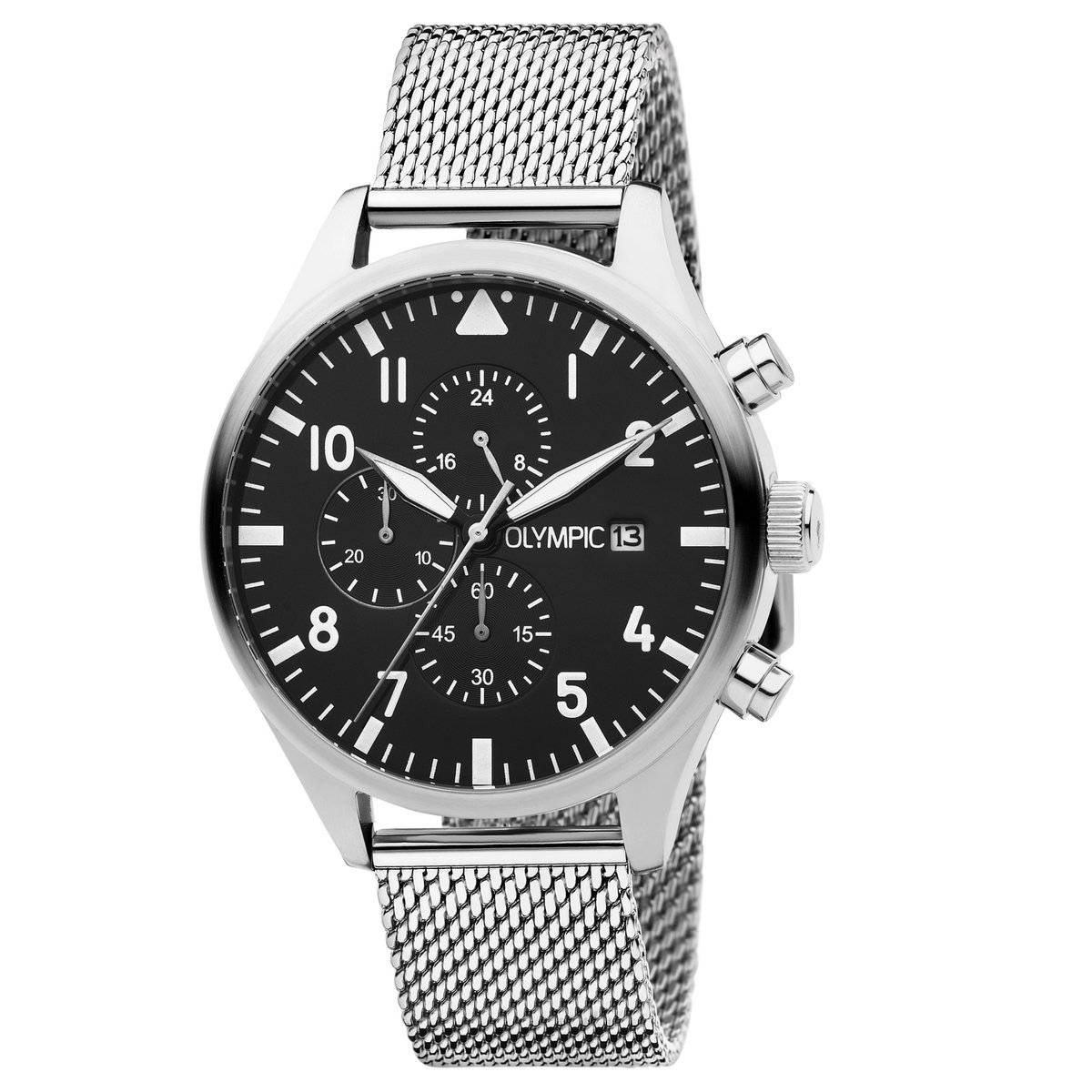 Olympic OL89HSS013 Rally Horloge - Staal - Zilverkleurig - 44mm