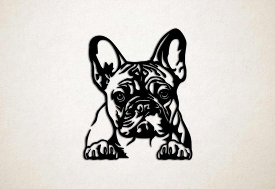 Wanddecoratie - Hond - Franse Bulldog 3 - L - 91x75cm - Zwart - muurdecoratie - Line Art