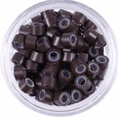 Microringen met siliconen bruin - 100 stuks - micro ringen -extensions ringen bruin -siliconen ring
