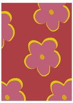 Notitieboek - A4 - Softcover - Bloem - Bloemen - Patroon - Roze - Rood - Fleurig - Elastiek - Werk - Studie - Dagboek - Cadeau - Relatiegeschenk - Boekenlegger