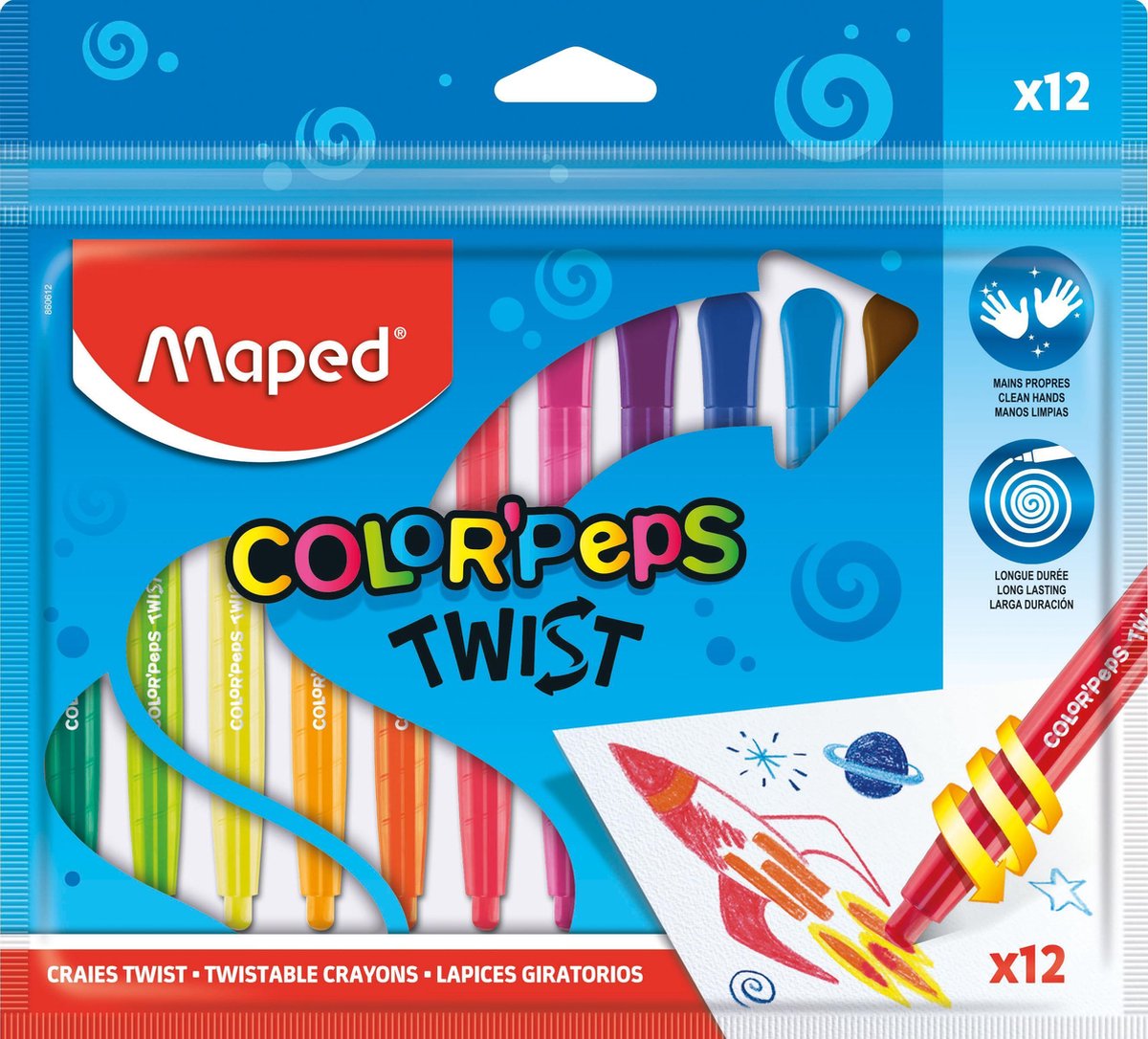 Color'Peps Twist kleurkrijt x12 - in hersluitbaar etui